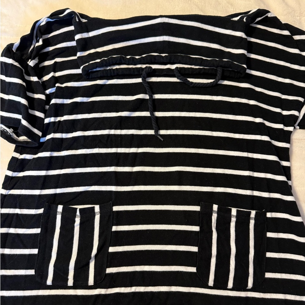 Talbots Black and White Striped Hoodie